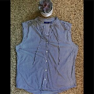 Striped Sleeveless Button Down